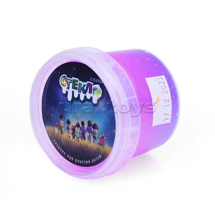 Слайм "Стекло" с фиолетовыми блестками, 90 гр