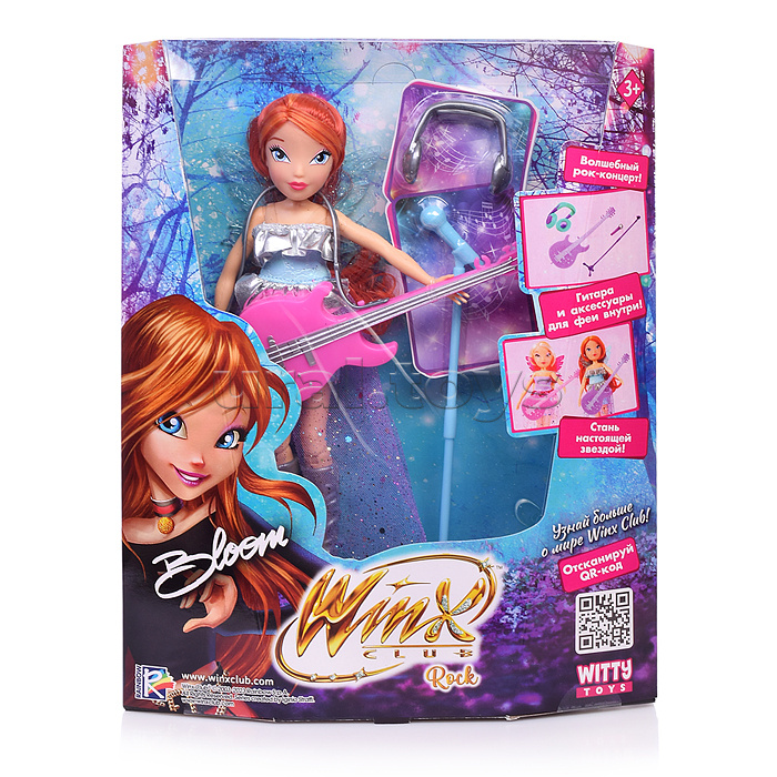 Шарнирная кукла Winx Club "Rock" Блум с крыльями и аксессуарами (4 шт.), 24 см