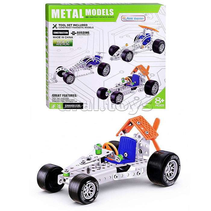 Конструктор "Гоночная" (92 дет.) металл, в коробке