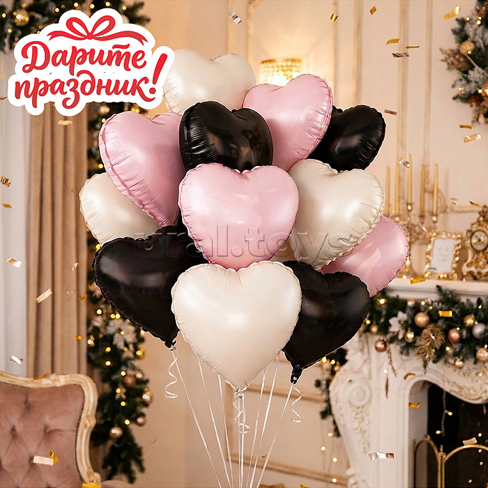 Интерьерное украшение Набор шаров "Разноцветные сердечки"