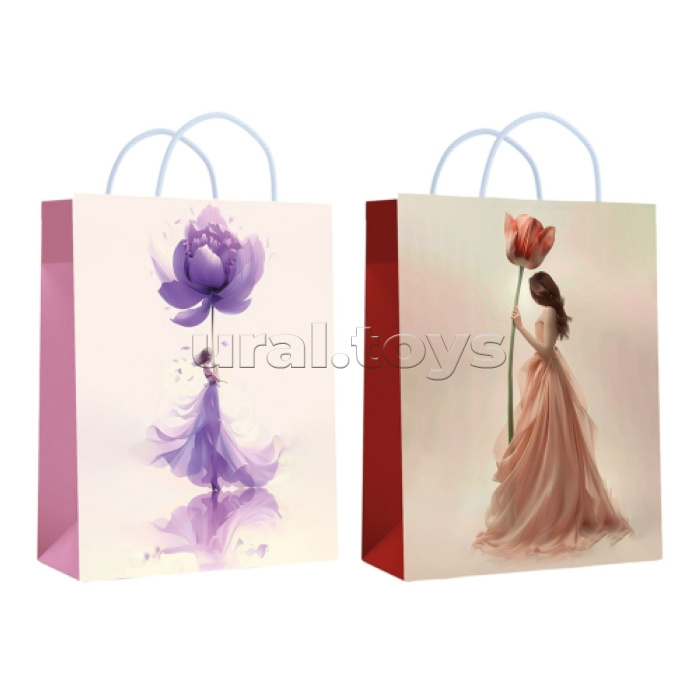 Пакет ламинированный "Девушка с цветком" 18х23х10 см, 157гр/м2, микс 2 дизайна