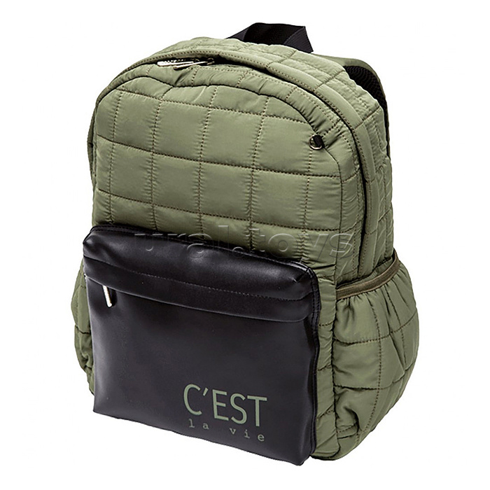 Рюкзак "C'est La Vie" подростковый 36x28x12 см (13 л) вес 300 г, высококачественная стеганная плащевка и искусственная кожа до -40C, уплотненная спинка и уплотненные лямки, 1 отделение на молнии, 1 передний карман на молнии, внутри уплотненный карман с ли