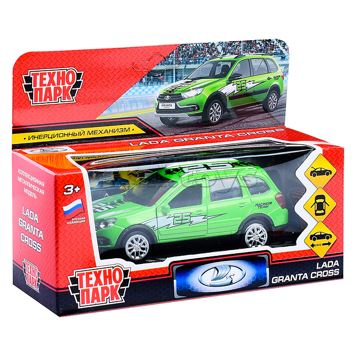 Машина металл lada Granta Cross 2019 спорт" 12см, (зеленый) инерц., в коробке