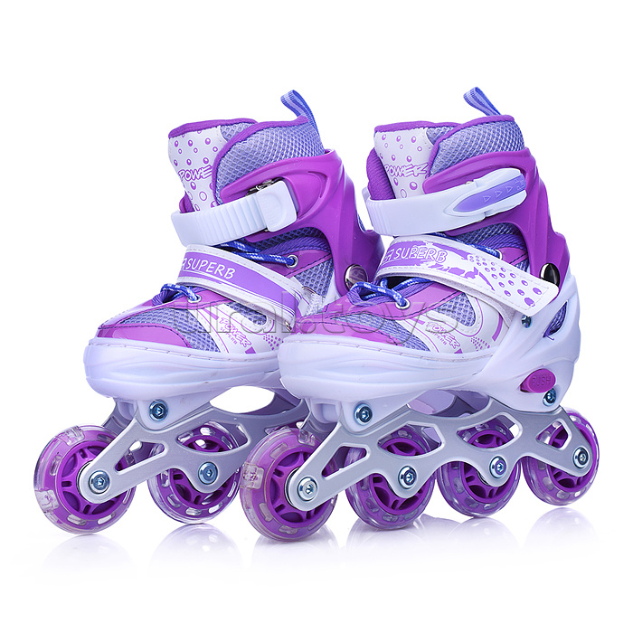 Ролики детские, размер M, фиолетовый (со шлемом и защитным снаряжением)