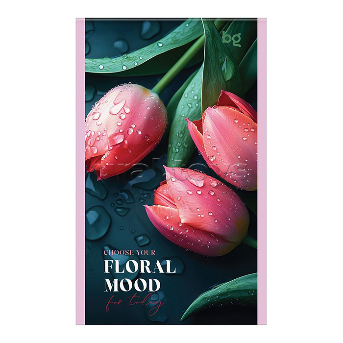 Блокнот А6 32л., на скрепке "Floral mood", блестки