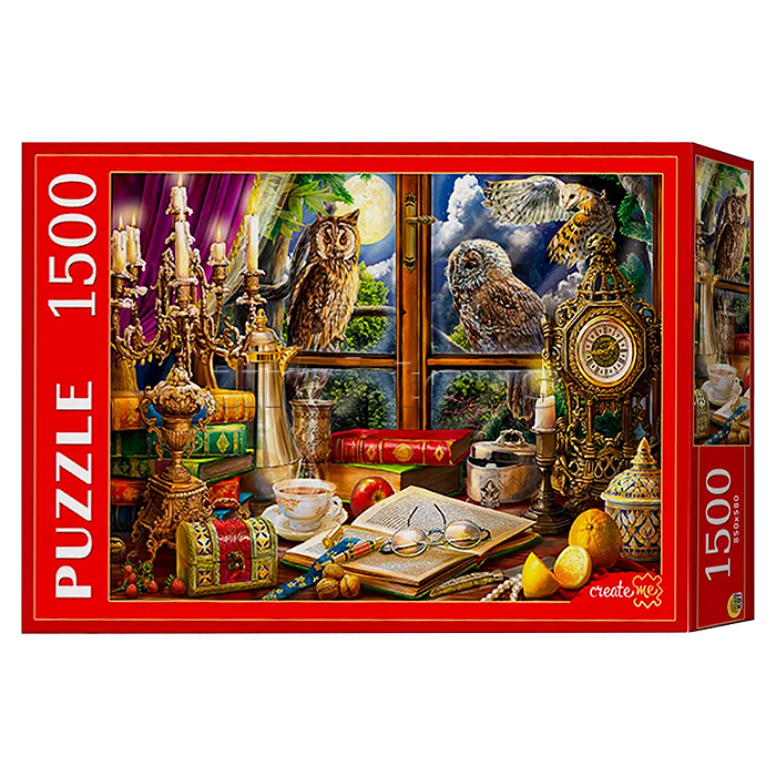 Пазлы 1500 "Вечерний натюрморт с совами"