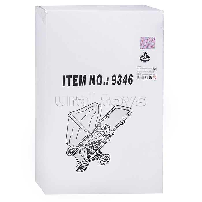 Коляска для кукол, металлическая, складная, с сумкой-переноской, корзиной и складным козырьком