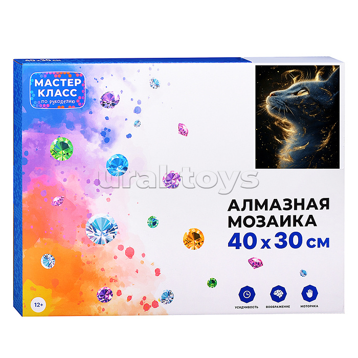 Мозаика алмазная "Пушистая леди" (светится в темноте) 40*30 см.