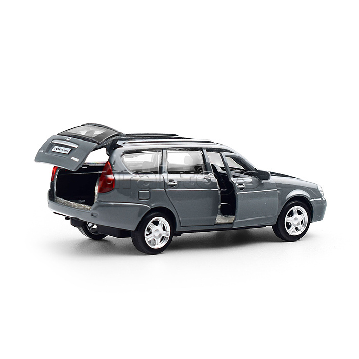 Машина металл LADA PRIORA длина 12 см, двери,багаж,инерц,темно-серый, в кор.