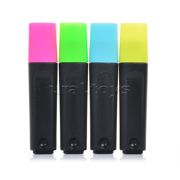 Набор маркеров-выделителей "Attomex" (04 цв - желт, зел, гол, роз) плоский корпус, скошенный наконечник, ширина линии 1-5 мм, в картонной коробке