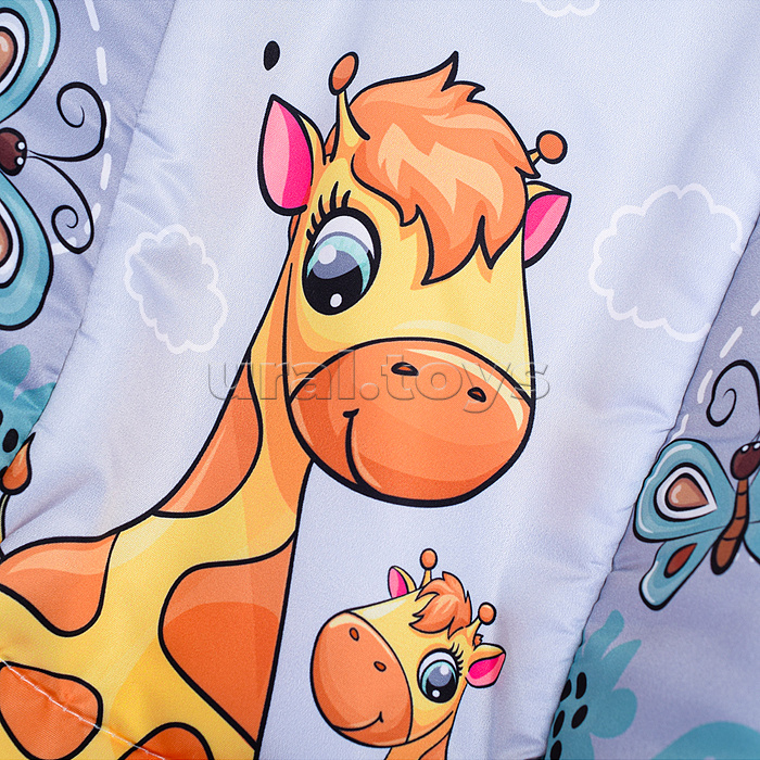 Шезлонг детский 8584 "Жирафик" в коробке (серый)