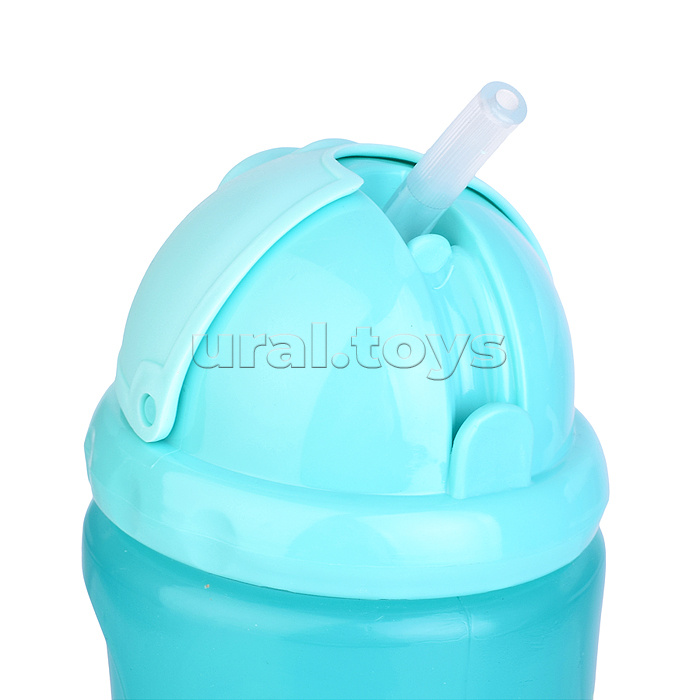 Поильник-непроливайка с силиконовой трубочкой, без ручек "Динозаврики" фиолетовый, 400 мл, 12+,