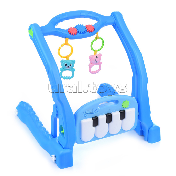 Коврик развивающий/ходунки "Веселые друзья" голубой, с пианино, в коробке