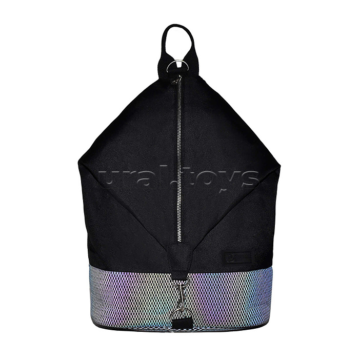 Рюкзак, черный (27.5x40x14.5 см, полиэстер, светоотражающая сетка, 1 отделение (-я), металлическая молния, тип дна: уплотнённое дно, ПЭТ-пакет)