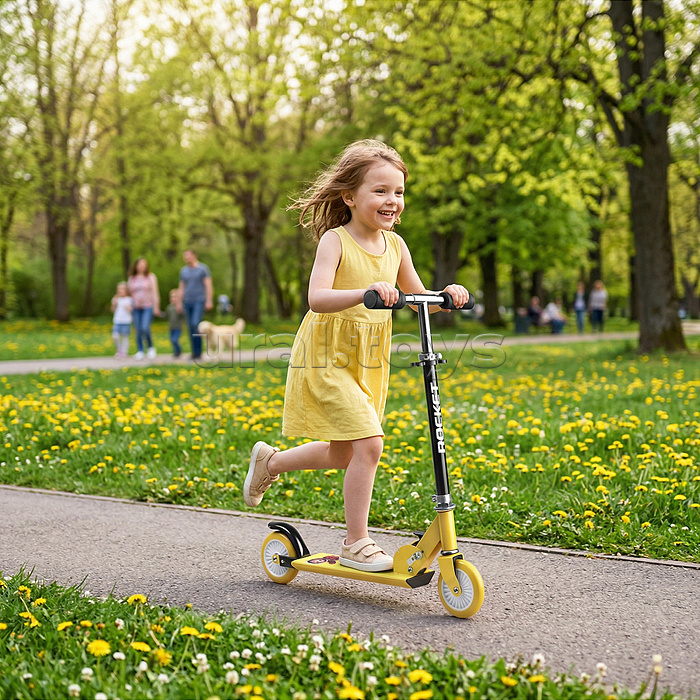 Самокат 2-х колесный ROCKET,колеса PU/ 125 мм, ABEC 7, жёлтый (в пакете)