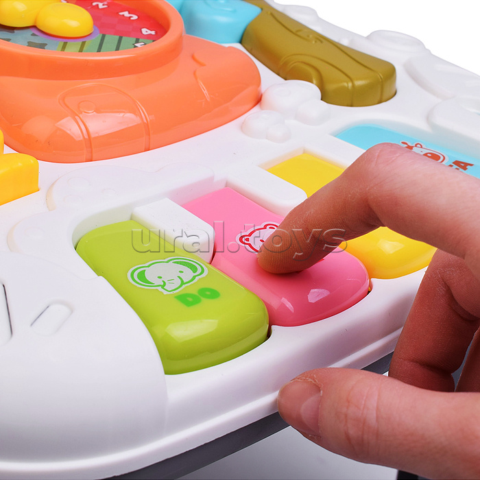 Столик развивающий "Веселые часики" свет, звук, в коробке