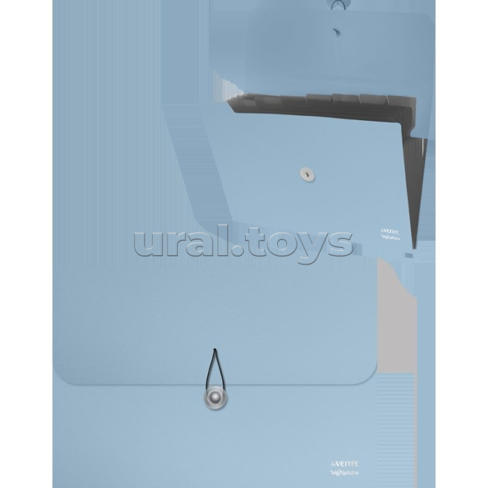 Папка с резинкой с 8-ю отделениями "SigNature" A4 (330x260x10 мм) полипропилен 600 мкм, фактура ткань, черные разделители 160 мкм, сумеречно синяя, индивидуальная упаковка, сумеречно синяя