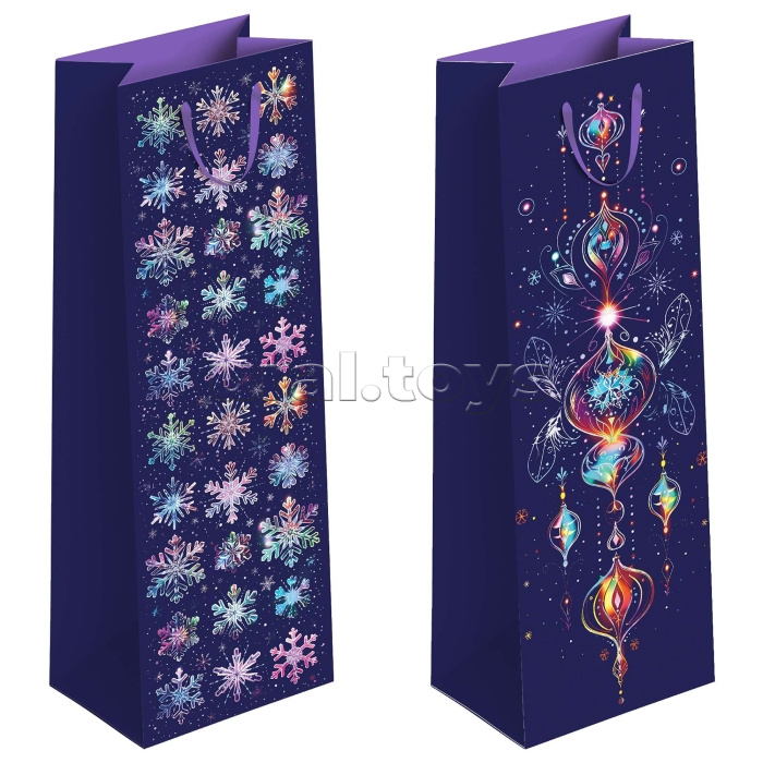 Пакет бумажный подарочный НГ "Новогодняя ночь" эффект: фольга, 12х36х12см, микс ST