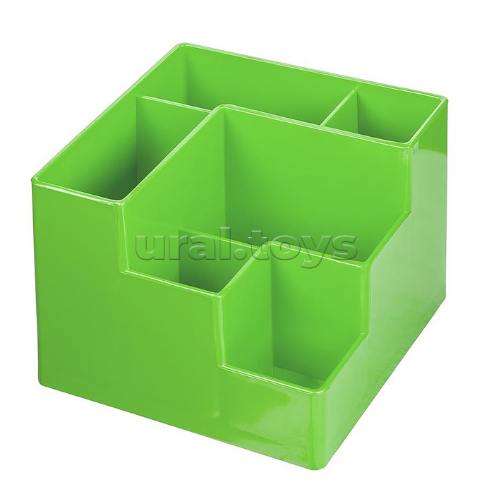 Подставка для канцелярских принадлежностей 12,2x12,2x10 см, 6 секций, непрозрачная зеленая Подставка для канцелярских принадлежностей 12,2x12,2x10 см, 6 секций, непрозрачная зеленая