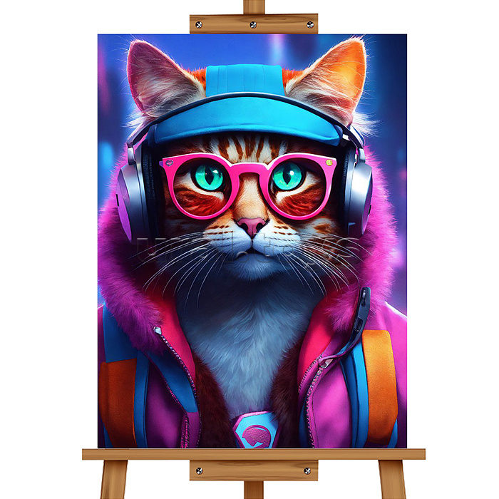 Мозаика алмазная "Модный кот" 40*50см.