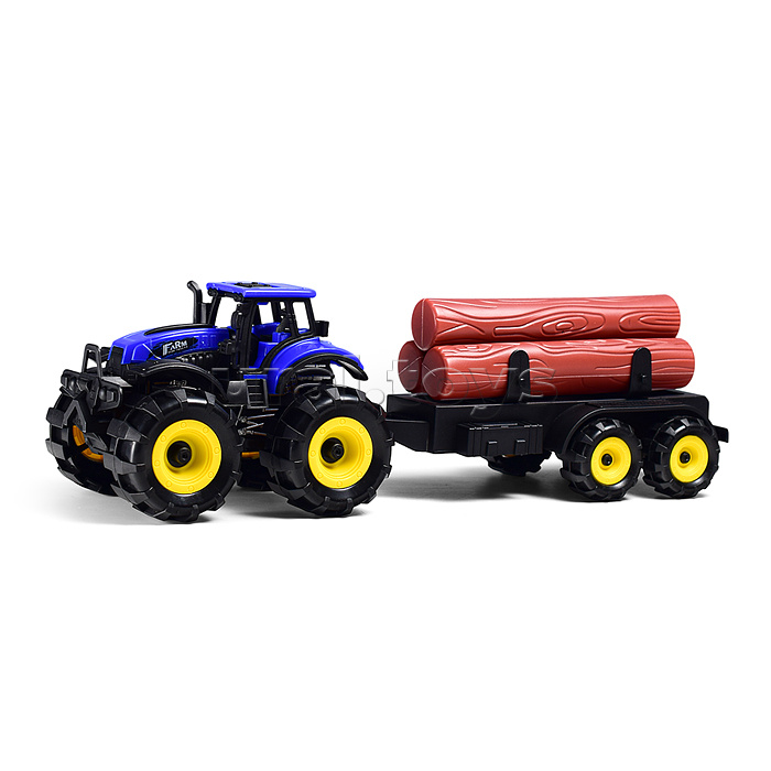 Трактор "Ферма" с бревнами, в коробке