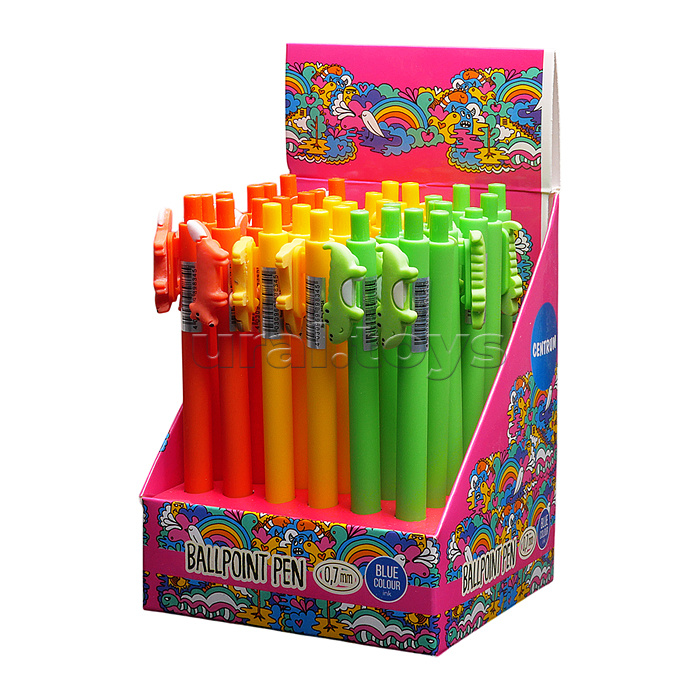 Ручка шариковая автоматическая "Long animals" синие чернила 0.7мм в дисплее