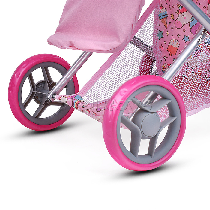 Коляска для кукол, металлическая, складная, с сумкой-переноской, корзиной и складным козырьком