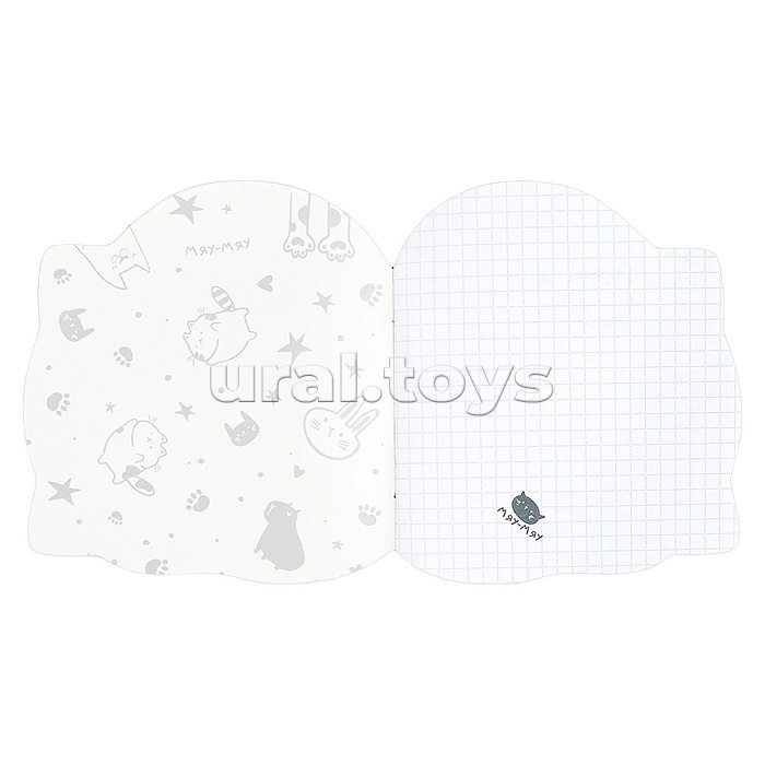 Блокнот 32л арт. 72651/ 10 КОТЁНОК И СНЕЖОК /130х120 мм, фигурная вырубка, мягкий переплёт (2 скобы). вн.блок - белый офсет, дизайнерский блок . Обложка - мелованный картон 190 г/м², матовая ламинация