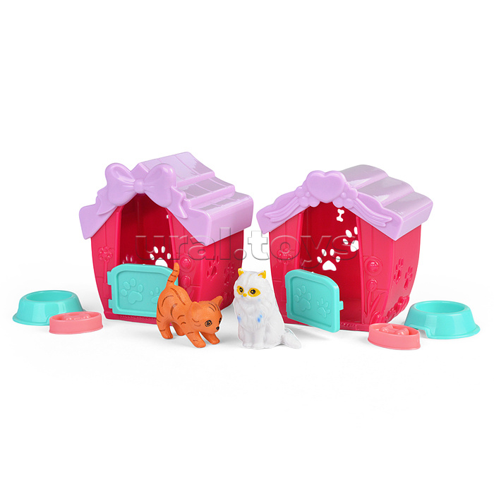 Набор питомцы "Мой котенок" с домиком, в коробке ( в ассортименте)