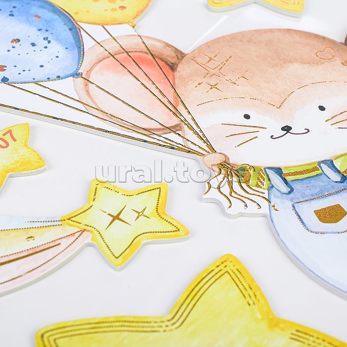 Наклейки интерьерные "Зверушки" МИКС самоклеющиеся фигурные ,объёмные  размер наклейки 31* 48 см..