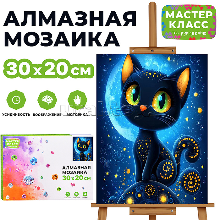 
Мозаика алмазная "Черный кот" 20*30см.