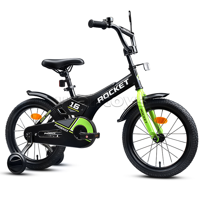 Велосипед 16" Rocket Phoenix, цвет черно/зеленый
