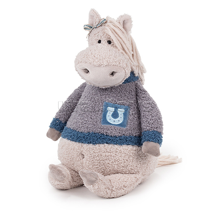 Мягкая игрушка "Лошадка Шанси" светло-серый, 30 см.
