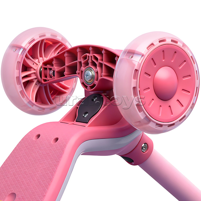 Самокат 3-х колесный ROCKET,колеса PU со светом, цвет розовый