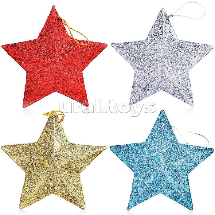 Набор новогодних украшений "Звезды" цвет микс, в пакете