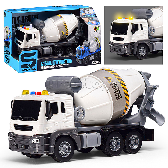 Машина "Бетономешалка" 1:16 (свет, звук) в коробке