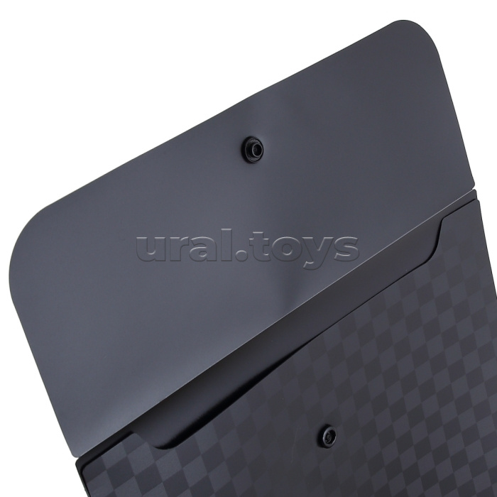 Папка-конверт на кнопке "Total black" A4 (240х330 мм) 400 мкм, фактура "шахматная доска" черная