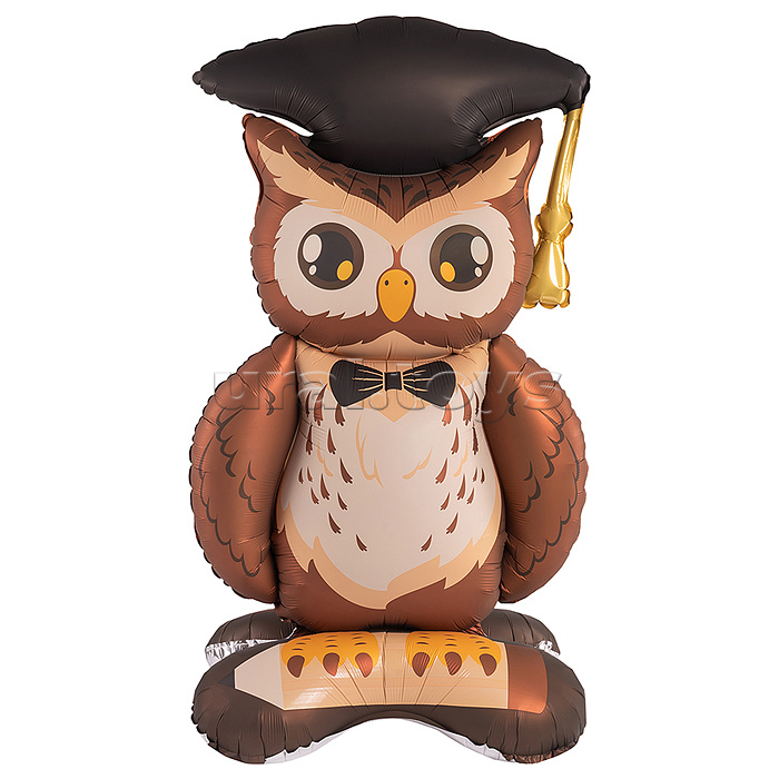 Шар 3D (59''/150 см) Фигура на подставке, Сова Выпускник, 1 шт. в уп.