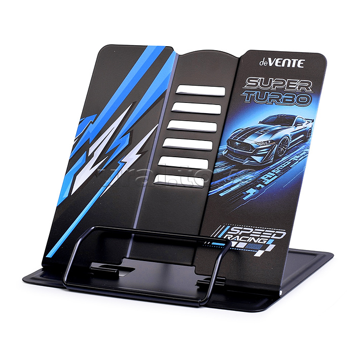 Подставка для учебников и книг "Super Turbo" 20x19 см, металлическая окрашенная, вес 430 г, с противоскользящими ножками, с полноцветным рисунком, в пластиковом пакете с европодвесом