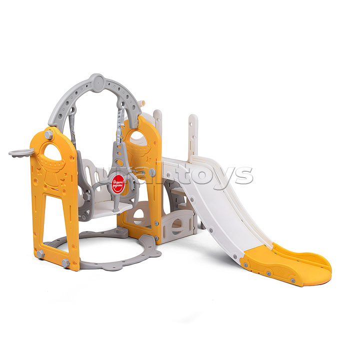 Комплект детский "Космический стиль" (горка и качель) цвет желтый.