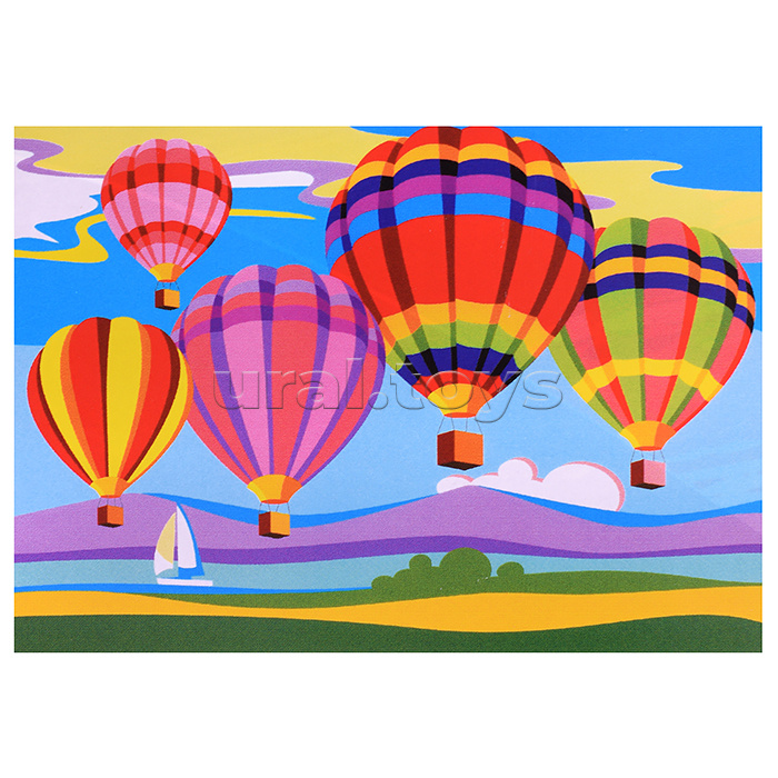 Картина по номерам для малышей Транспорт "Воздушные шары"