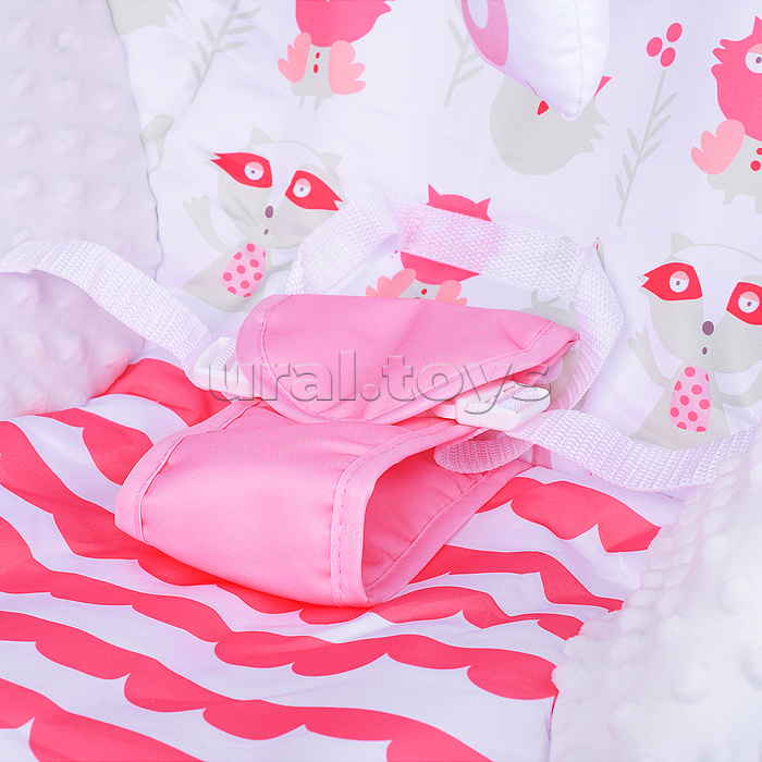 Шезлонг детский "Сова и зайчик" розовый, с вибрацией, в коробке