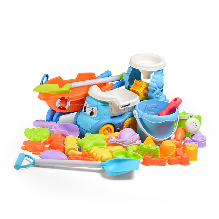 Набор для игры в песке "Пляжные приключения" в сетке (30 предметов)