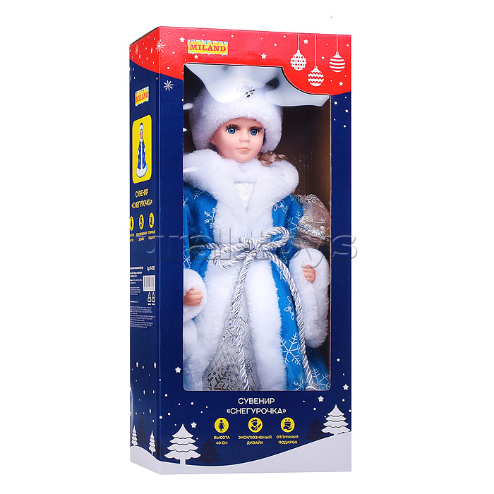 Сувенир "Внучка Деда Мороза" в голубой шубе со снежинками, 40см Сувенир "Внучка Деда Мороза" в голубой шубе со снежинками, 40см
