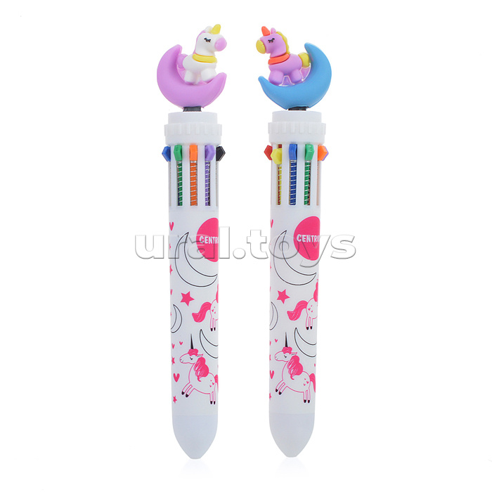 Ручка шариковая автоматическая "FANCY" 10-ти цветная 0,7 мм в дисплее