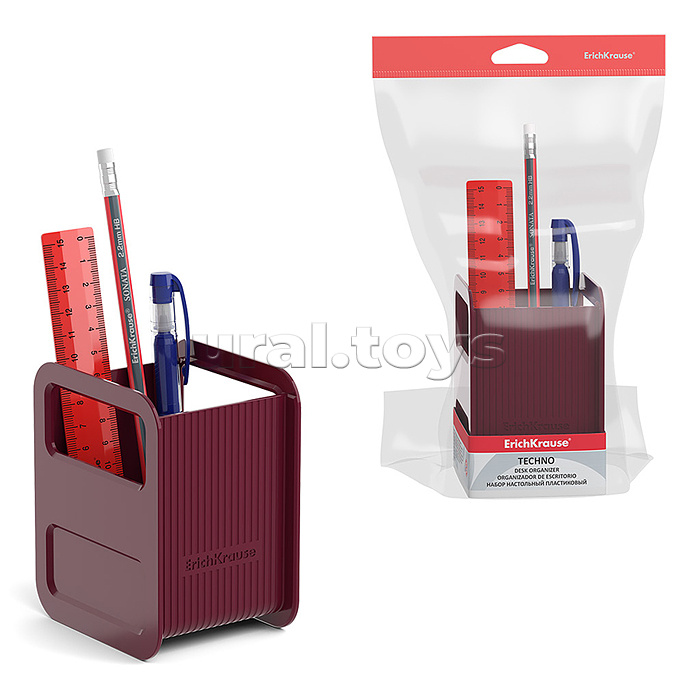 Набор настольный пластиковый Techno, Marsala, рубиновый