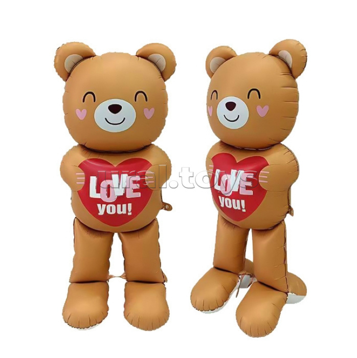 Шар 3D (61''/155 см) Фигура, Мишка с сердцем, 1 шт. в уп.