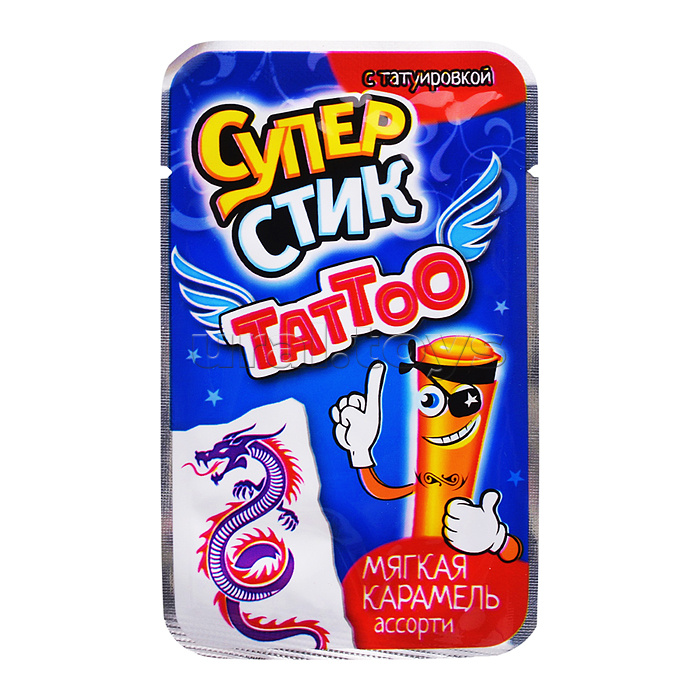 Мягкая карамель "Супер стик с тату " 5гр*40шт
