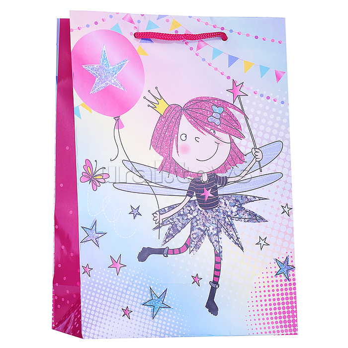 Пакет подарочный с глянцевой ламинацией 22x31x10 см (МL) Феечка, 157 г