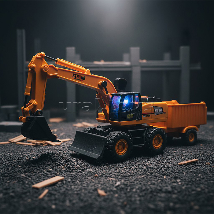 Машина "Эксакаватор на колесах" (свет, звук) в коробке